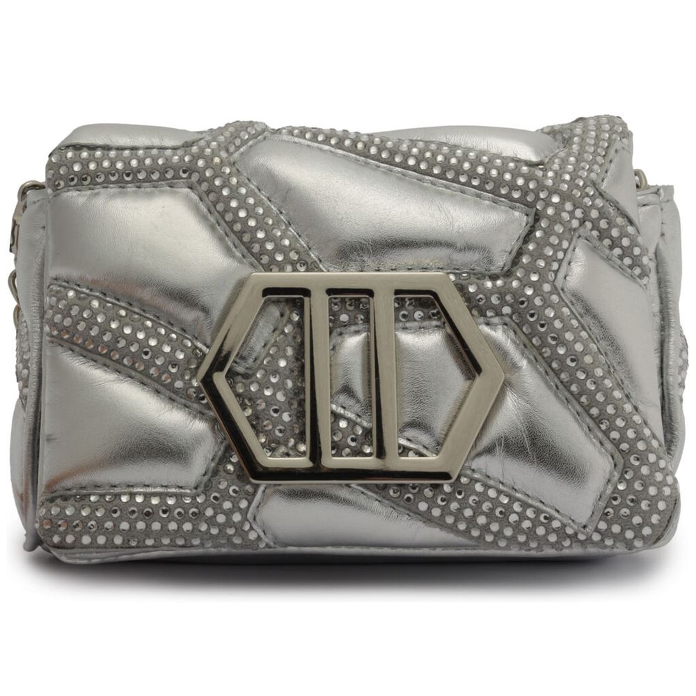 Mini Bag Tiracolo Prata Couro Emma Strass 50018 Arezzo Meia Sola