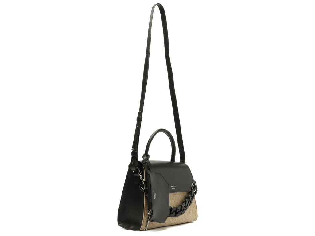 bolsa-arezzo-satchel-palha-iara-media-preta-2