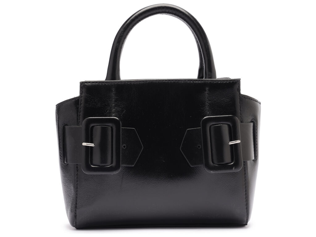 bolsa-arezzo-tote-preta-couro-pequena-fivelas-1