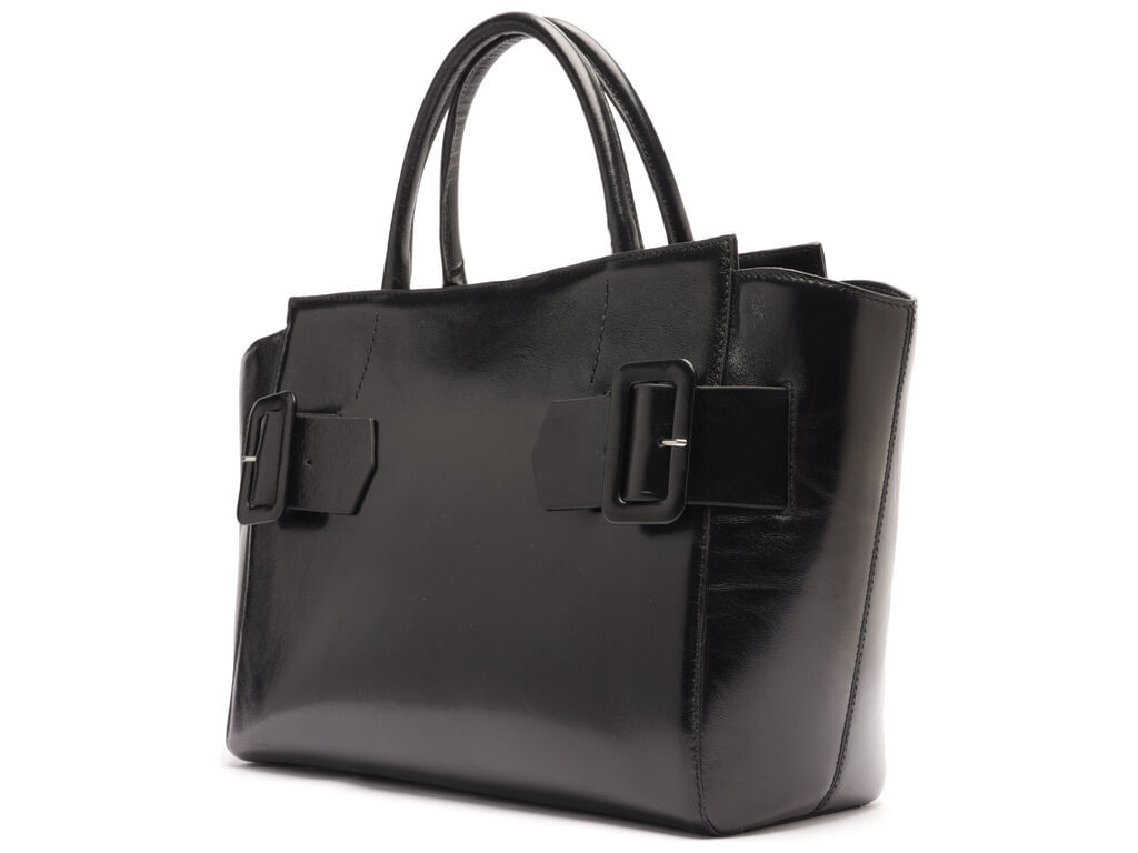 bolsa-arezzo-tote-couro-preta-grande-fivelas-heritage-2