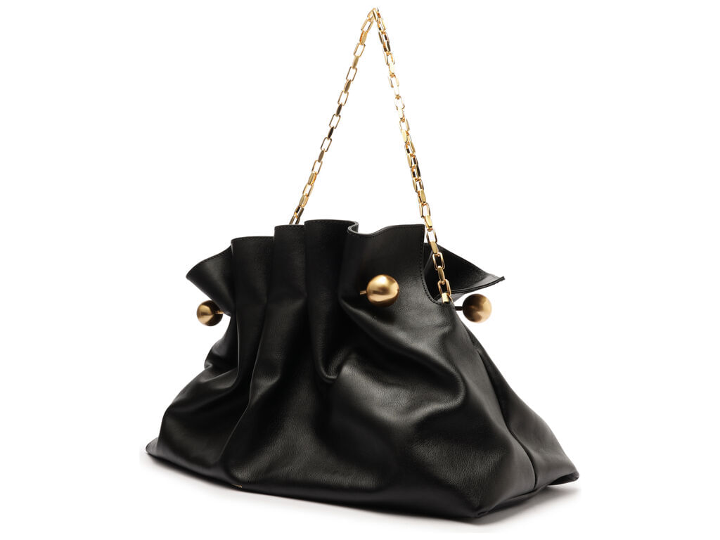 bolsa-arezzo-clutch-preta-couro-media-pregas-corrente-2
