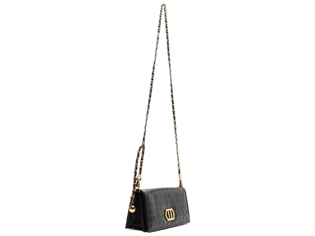 bolsa-arezzo-clutch-croco-preto-fecho-dourado-pequena-2