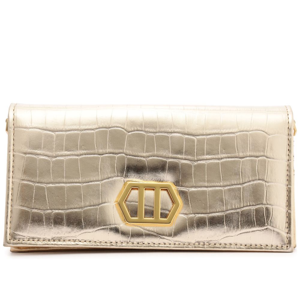 bolsa-arezzo-clutch-dourada-couro-croco-pequena-metal-1