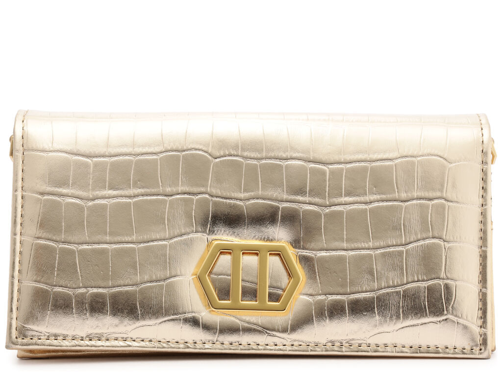 bolsa-arezzo-clutch-dourada-couro-croco-pequena-metal-1