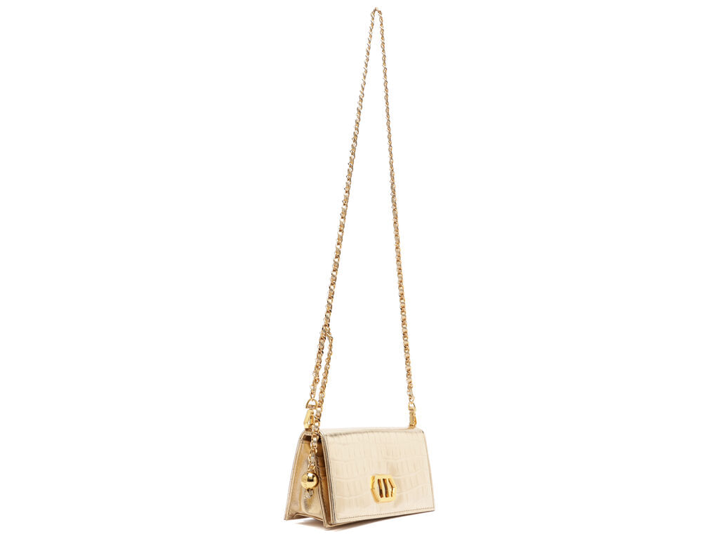 bolsa-arezzo-clutch-dourada-couro-croco-pequena-metal-2