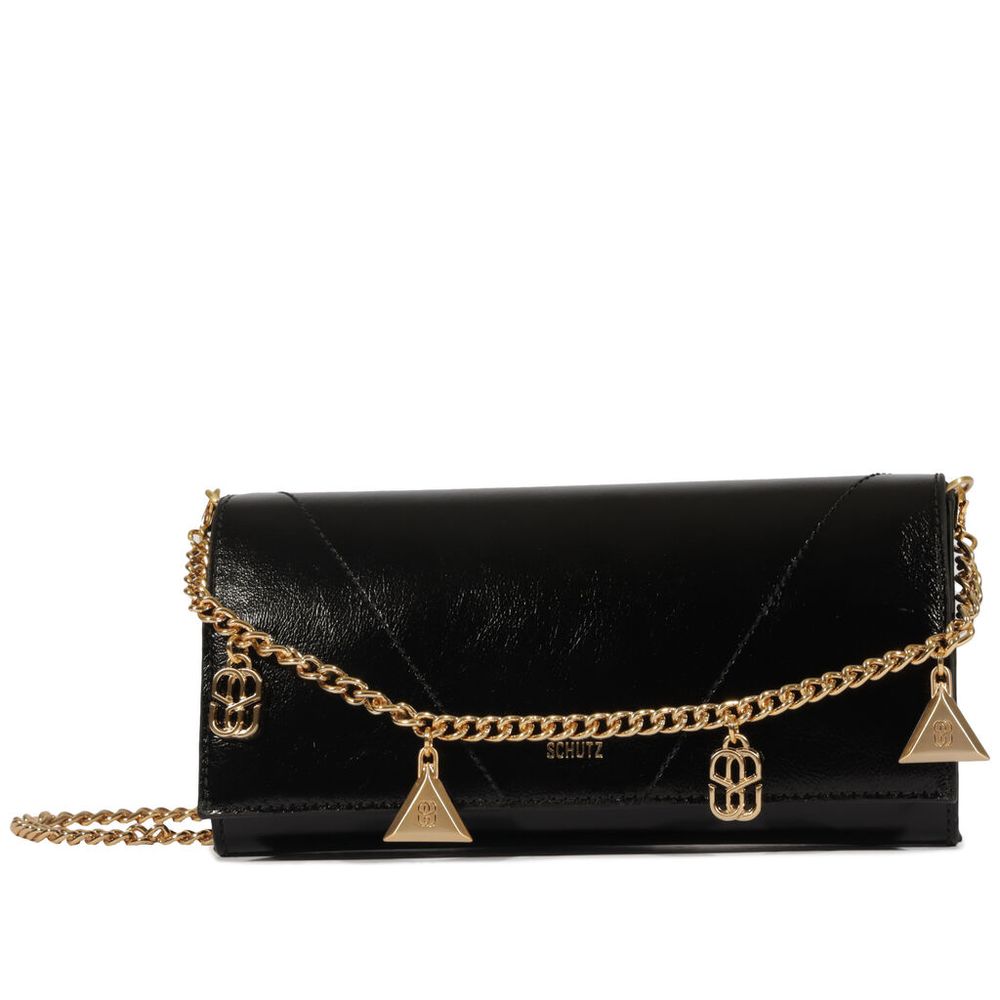 bolsa-schutz-preta-couro-preto-corrente-dourada-pingentes-pequena-1