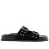 sandalia-arezzo-slide-preta-couro-tiras-fivelas-ilhoses-1