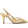 scarpin-arezzo-dourado-couro-tela-salto-medio-fivela-1