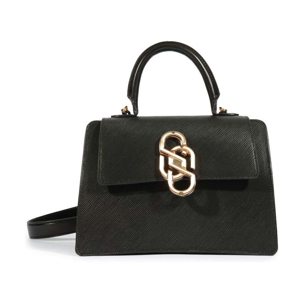 bolsa-schutz-satchel-couro-preta-media-fecho-dourado-s-chain-1