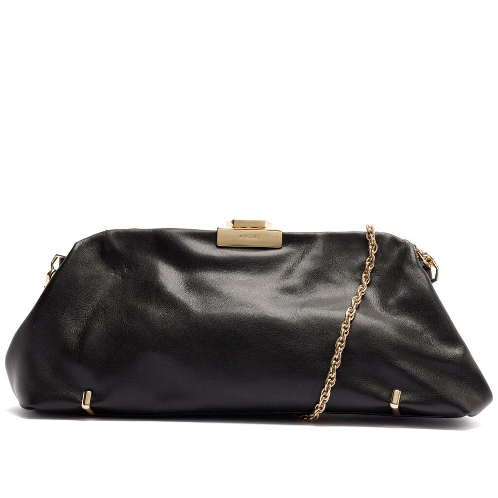 bolsa-arezzo-clutch-preta-couro-media-corrente-metais-1