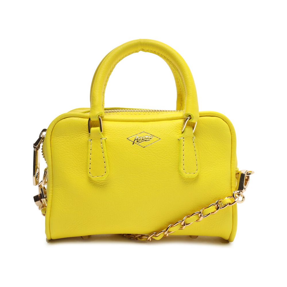 Mini Bag Amarela Couro Lívia Arezzo Meia Sola